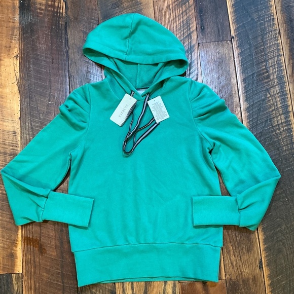 Evereve Myla Pleated Hoodie Green Women’s Size XS NWT - Picture 3 of 9